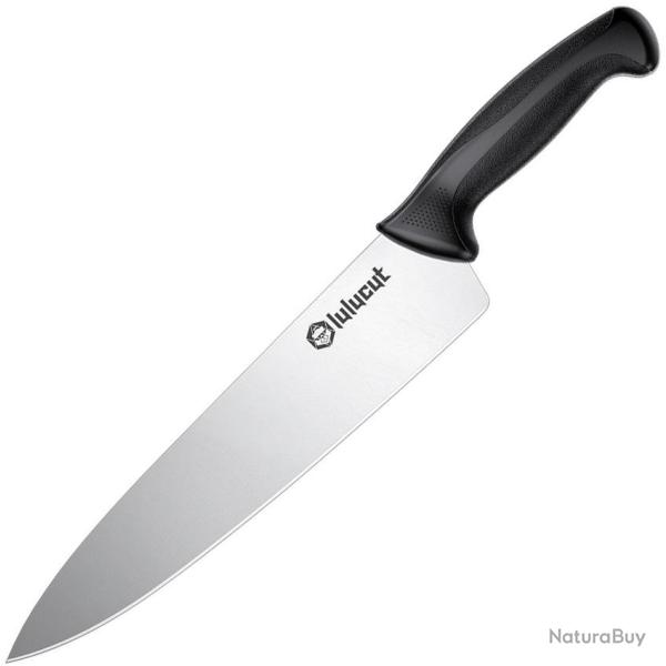 Couteau de Chef lulucut Premiumcut Lame Acier X50CrMoV15 Satin�e 25,4 cm Manche TPR Noir LL0201B10