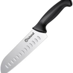 Couteau de Cuisine lulucut Premiumcut Santoku Lame Acier X50CrMoV15 Manche TPR Noir LL0301B07