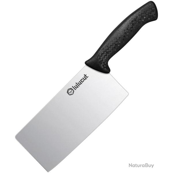 Couteau de Cuisine lulucut Premiumcut Cleaver Lame Acier X50CrMoV15 Manche TPR Noir LL1001B07