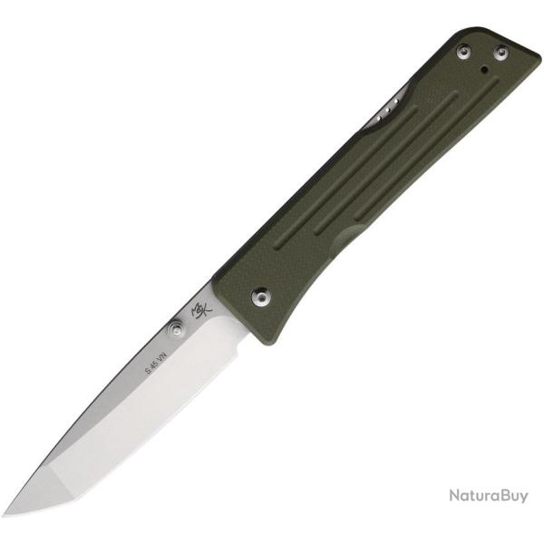 Couteau Pliant Main Street Route 66 Lame Acier CPM-S45VN Tanto Manche G10 Vert Olive Lockback MMS002
