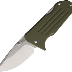 Couteau Main Street Broadway Lame Acier CPM-S45VN Drop Point Manche G10 Vert Olive Lockback MMS009