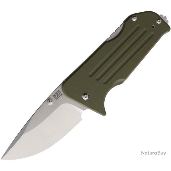 Couteau Main Street Broadway Lame Acier CPM-S45VN Drop Point Manche G10 Vert Olive Lockback MMS009