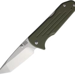 Couteau Pliant Main Street Bourbon Lame Acier CPM-S45VN Tanto Manche G10 Vert Olive Lockback MMS020