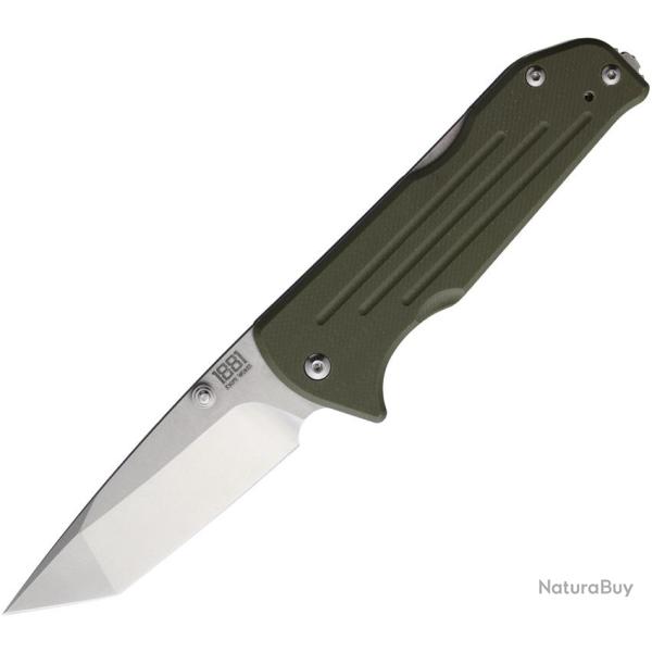 Couteau Pliant Main Street Bourbon Lame Acier CPM-S45VN Tanto Manche G10 Vert Olive Lockback MMS020