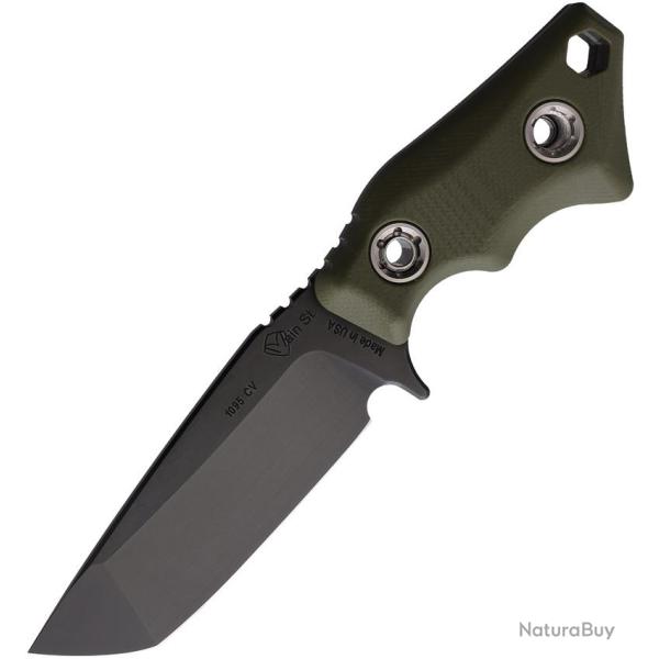 Couteau Fixe Main Street Micro Lame Acier 1095 Tanto Manche G10 Vert Olive MMS042