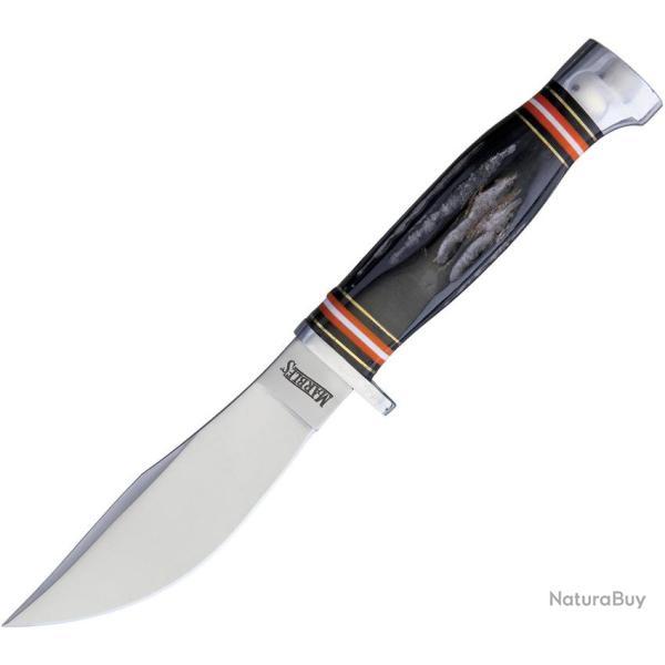 Couteau Fixe Marbles Lame Inox Manche Corne �tui Cuir MR461