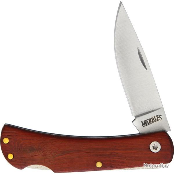 Couteau Pliant Marbles Lame Inox Manche Bois Marron Lockback MR470