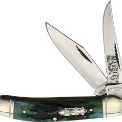 Couteau Pliant Marbles Copperhead Lame Inox Manche Os Piqu&eacute; Vert MR609