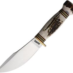 Couteau Fixe Marbles Woodcraft Lame Inox Manche Bois de Cerf &Eacute;tui Cuir MR80203
