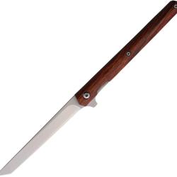 Couteau Pliant Mavik Gear Sera Lame Acier 440 Tanto Manche Bois Marron Linerlock &Eacute;tui Cuir MG10046