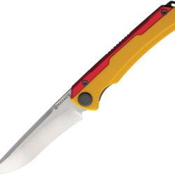 Couteau Maxace Kestrel Lame Acier CPM-MagnaCut Manche G10 et Aluminium Jaune et Rouge MAXMM281D