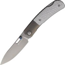 Couteau Maxace Beetle 2 Lame Inox Drop Point Manche Fibre de Carbone Argent Lockback MAXMM361E