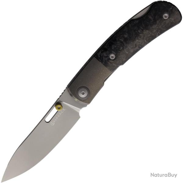 Couteau Maxace Beetle 2 Lame Inox Drop Point Manche Fibre de Carbone Gris Fonc� Lockback MAXMM361F