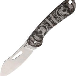 Couteau Pliant MecArmy Skull Lame Acier 12C27 Manche Inox MECEK3RBS