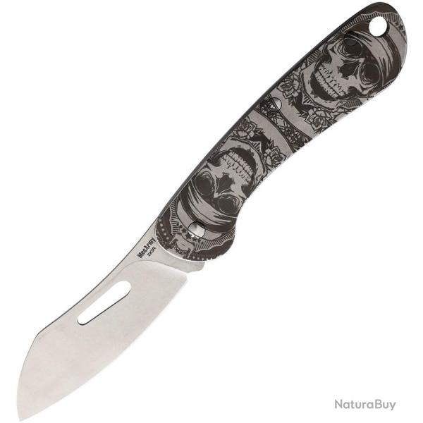 Couteau Pliant MecArmy Skull Lame Acier 12C27 Manche Inox MECEK3RBS