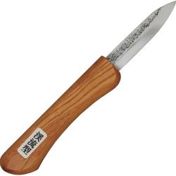 Couteau Fixe Mikihisa Mikikichan Keiryu Lame Inox Manche Bois &Eacute;tui Cuir MIKA069