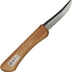 Couteau Fixe Mikihisa Mikikichan Tsurugi Lame Inox Manche Bois &Eacute;tui Cuir MIKA070
