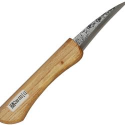 Couteau Fixe Mikihisa Mikikichan Mikazuki Lame Inox Manche Bois &Eacute;tui Cuir MIKA071