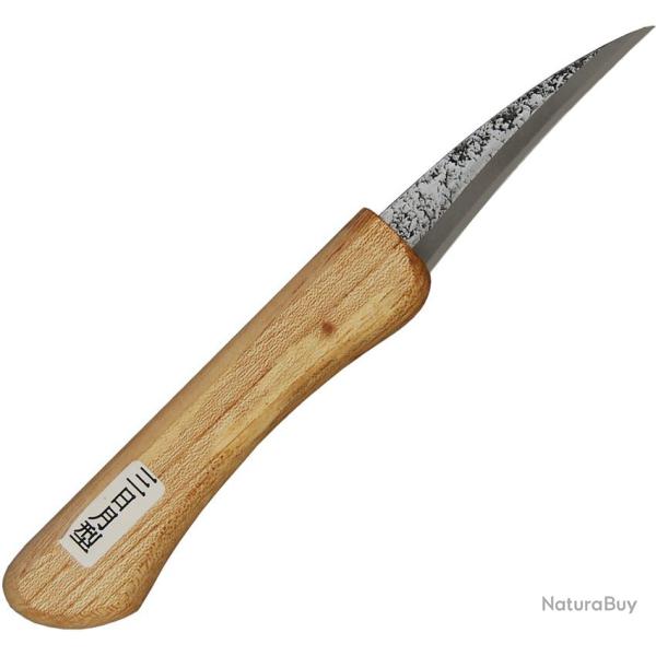 Couteau Fixe Mikihisa Mikikichan Mikazuki Lame Inox Manche Bois �tui Cuir MIKA071