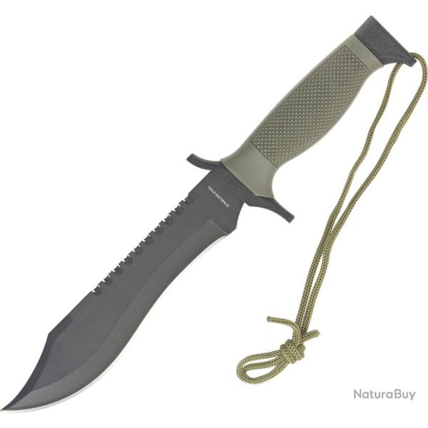 Couteau Fixe Survival Lame Inox Noire 18,1 cm �tui Nylon M3638