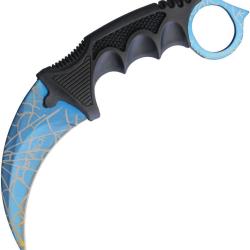 Couteau Fixe Spider Web Neck Lame Inox Karambit Manche Nylon Noir &Eacute;tui Nylon M4371