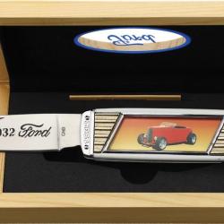 Couteau Pliant 32 Ford Street Rod Lame Inox Manche Synth&eacute;tique Blanc M4449