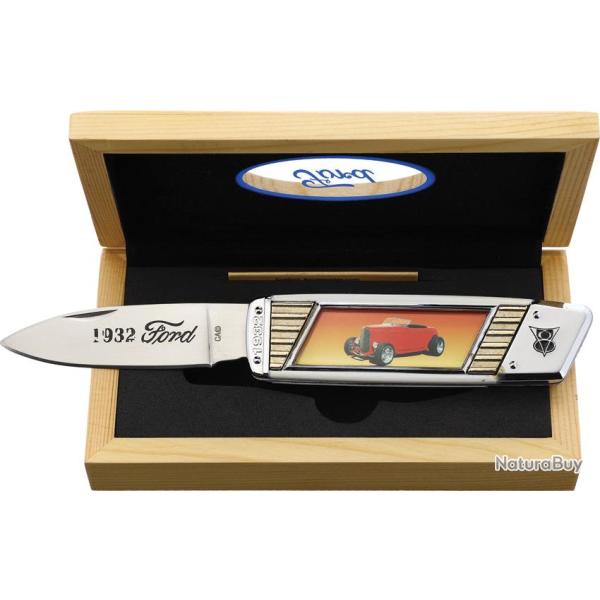 Couteau Pliant 32 Ford Street Rod Lame Inox Manche Synth�tique Blanc M4449