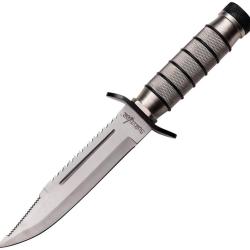 Couteau Fixe Survival Lame Inox Clip Point Manche Inox &Eacute;tui Nylon M4510