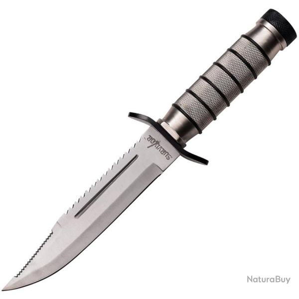 Couteau Fixe Survival Lame Inox Clip Point Manche Inox �tui Nylon M4510