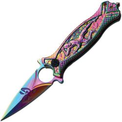 Couteau Pliant Masters A/O Lame Inox Manche Inox Arc-en-ciel Linerlock M4520