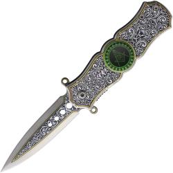 Couteau Pliant Masonic Spinner Lame Inox Manche Aluminium Argent Linerlock M4558