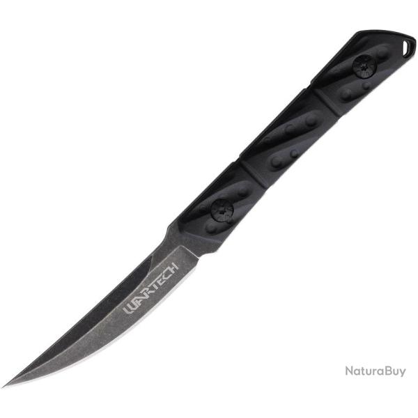 Couteau Fixe Lame Acier 3Cr13 Stonewash Noire Manche Nylon Noir �tui Plastique M4612