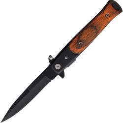 Couteau Pliant A/O Lame Inox Spear Point Manche Bois Marron Linerlock M4616