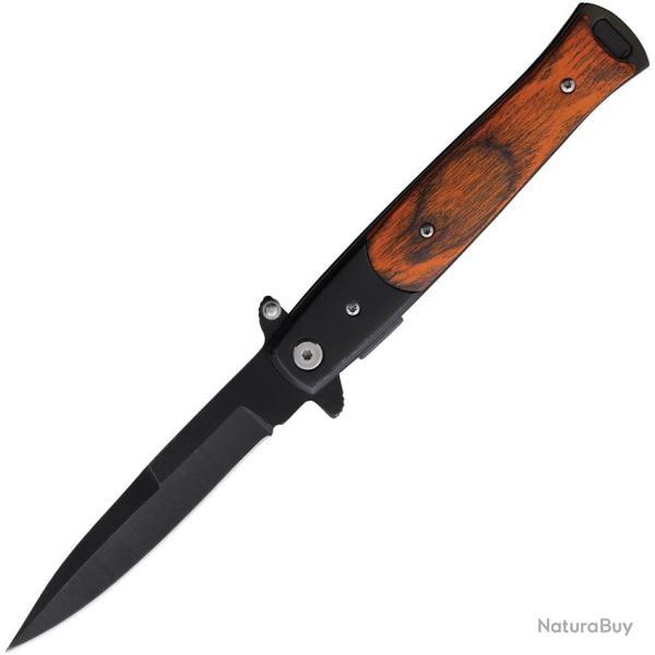 Couteau Pliant A/O Lame Inox Spear Point Manche Bois Marron Linerlock M4616