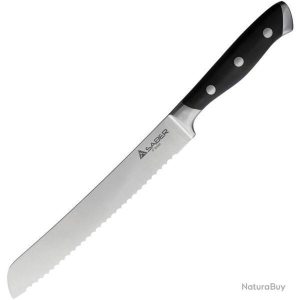 Couteau � Pain Lame Inox Manche Bois Noir M4678