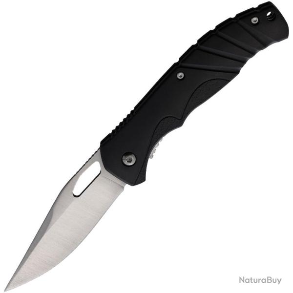 Couteau Pliant Lame Inox Clip Point Manche Plastique Noir Linerlock MI315