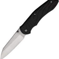 Couteau Pliant Lame Inox Satin&eacute;e 8,89 cm Ferm&eacute; 11,43 cm Manche Plastique Noir Linerlock MI317