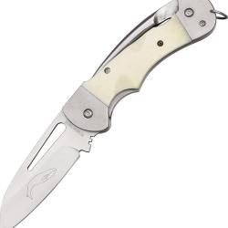Couteau Pliant Myerchin Generation 2 Captain Lame Inox Manche Os Blanc Linerlock &Eacute;tui Nylon MYAF300