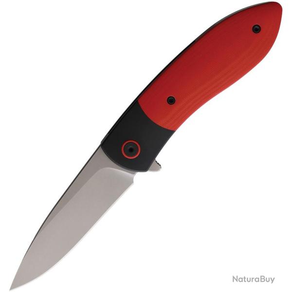 Couteau Pliant Ohlone Knives Butron Lame Acier CPM-20CV Manche Titane et G10 Noir et Rouge OHK001RB