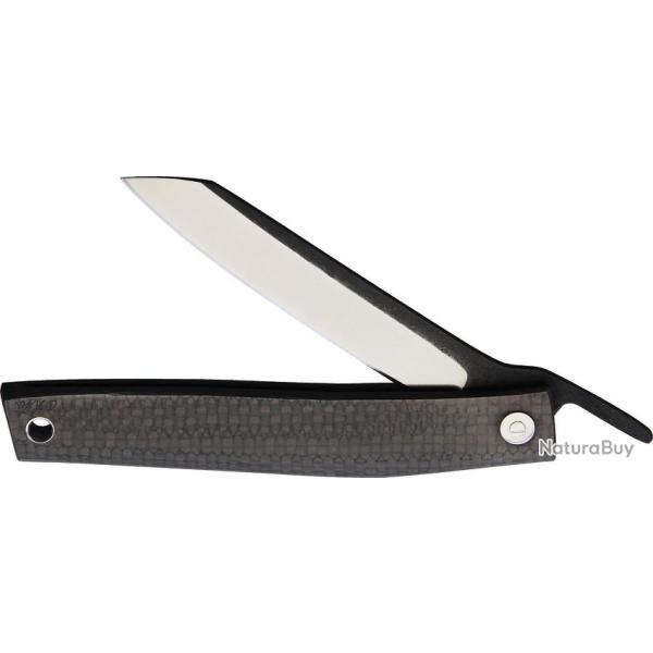 Couteau Pliant Ohta Knives FK9 Lame Acier D2 Manche Fibre de Carbone �tui Cuir OFK9CF