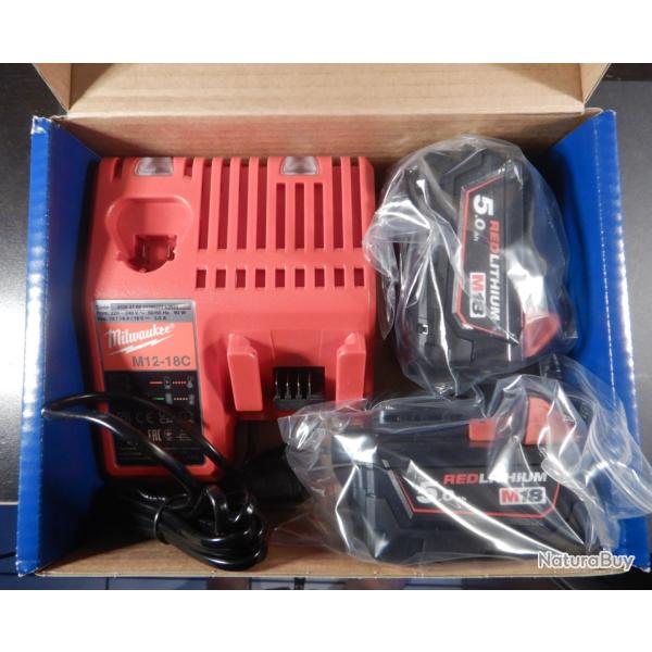 Chargeur Milwaukee 18V avec 2 batteries 5 Ah