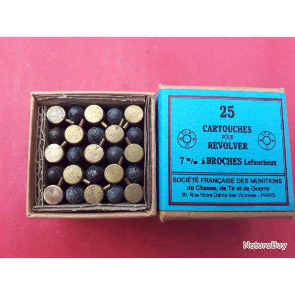 Lot de 25 cartouches 7MM Broche Gevelot avec boite carton reproduction I
