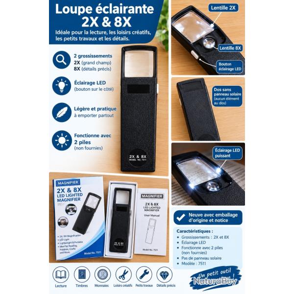 Loupe 2 loupes marque LUMAGNY �clairante 1x 2 et 1 x 8 NEUF boite d'origine