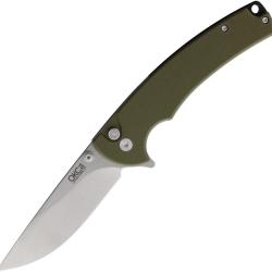 Couteau Pliant Ontario PFC01 Lame Inox Manche G10 Vert Olive Button Lock ON9003