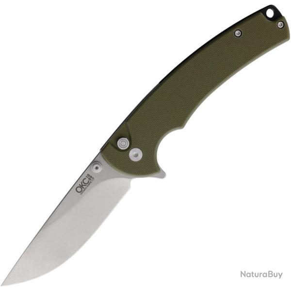Couteau Pliant Ontario PFC01 Lame Inox Manche G10 Vert Olive Button Lock ON9003