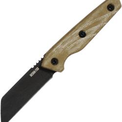Couteau Fixe Ontario Besra Lame Acier 1075 Manche Micarta Sable &Eacute;tui Cuir ON9002
