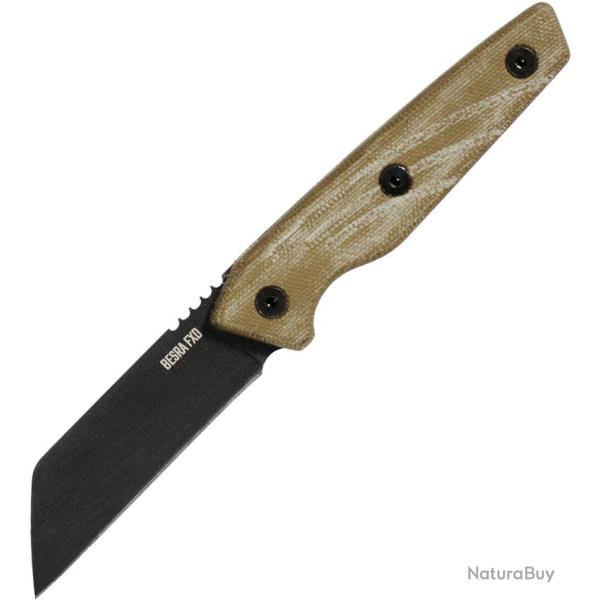 Couteau Fixe Ontario Besra Lame Acier 1075 Manche Micarta Sable �tui Cuir ON9002
