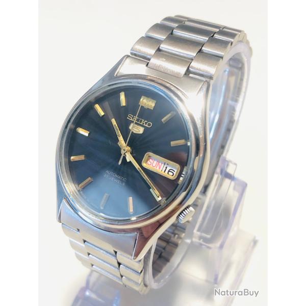 Montre Vintage Seiko 5 Automatique Cal. 7S26-5860, Cadran Noir Textur� & Dor�, Made in Japan, 1997