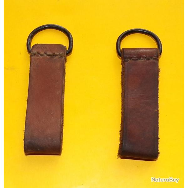 SUPPORT EN CUIR  EN LOT DE 2 POUR CEINTURON EN CUIR DE L'ARMEE FRANCAISE PERMETTANT D'ATTACHER UN BR