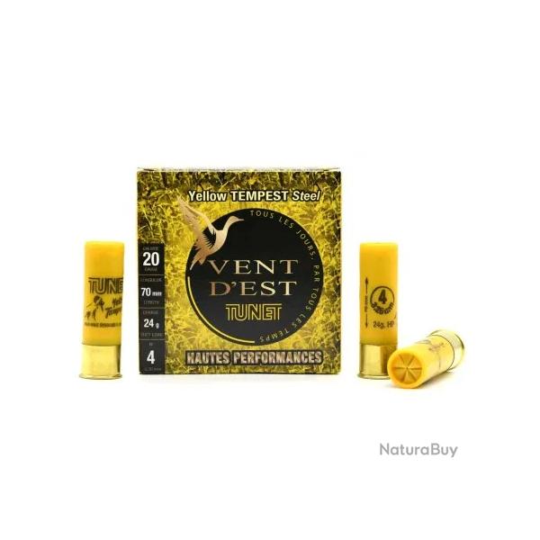 cartouche yellow tempest HP 20 70 24g bille acier 4 boite de 25 tunet bourre a jupe 400m/s
